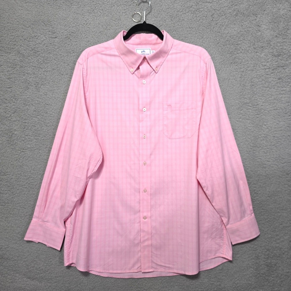 Southern Tide Intercoastal Performance Stretch Pink Check Shirt Size XL